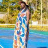 Flowy Maxi Dress with Leaf Patterns - Image 4