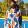 Flowy Maxi Dress with Leaf Patterns - Image 2