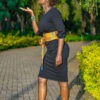 Black Dress with Kitenge Belt - Image 2