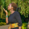 Black Dress with Kitenge Belt - Image 4