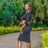 Black Dress with Kitenge Belt - Image 3