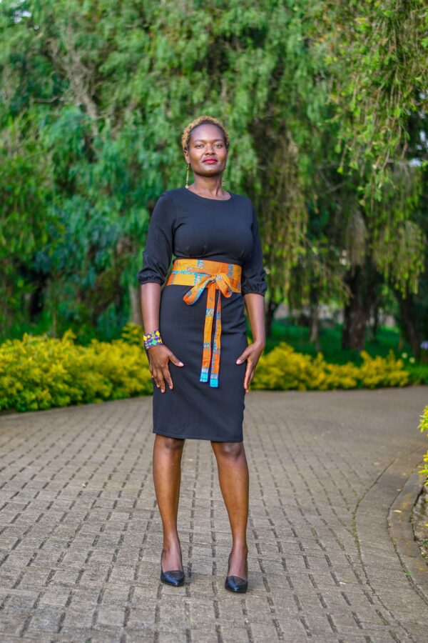 Black Dress with Kitenge Belt