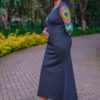 Black Kitenge Sleeved Dress - Image 2