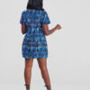 Blue and Red Striped Kitenge Mini Dress - Image 2