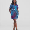 Blue and Red Striped Kitenge Mini Dress - Image 4