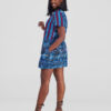 Blue and Red Striped Kitenge Mini Dress - Image 3